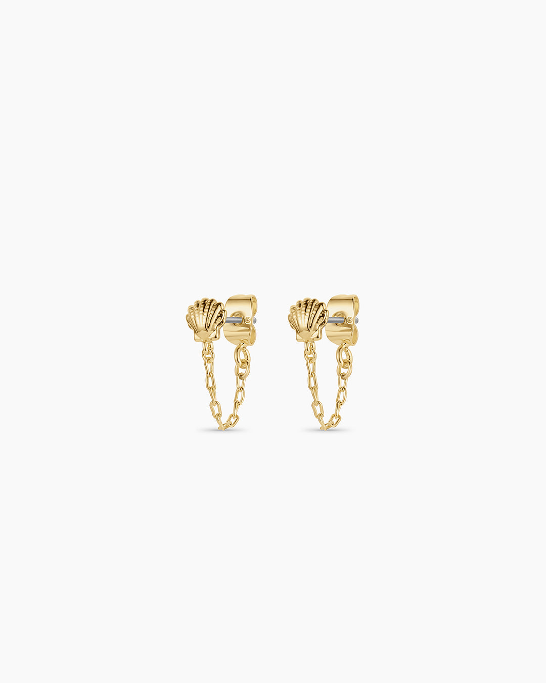 Shell Chain Huggie Earrings - Dainty Gold Hoop Earrings for Women, Perfect for Beach Vacations & Summer Outfits
