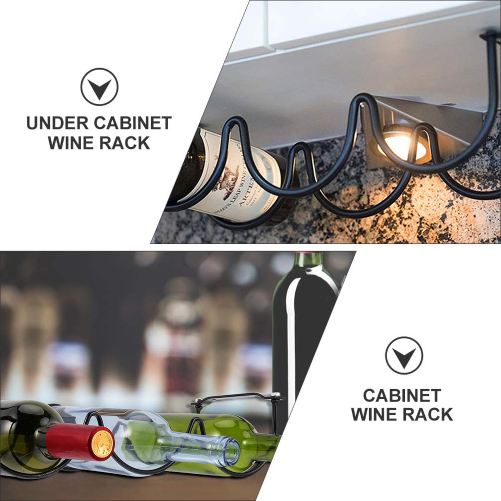 Metal Wine Rack Organizer - Under Cabinet Space Saving Wine Bottle Holder for Kitchen, Bar & Pantry | Durable Iron Storage Tray for Wine Organization | Perfect for Small Kitchens, Home Bars & Entertaining Guests