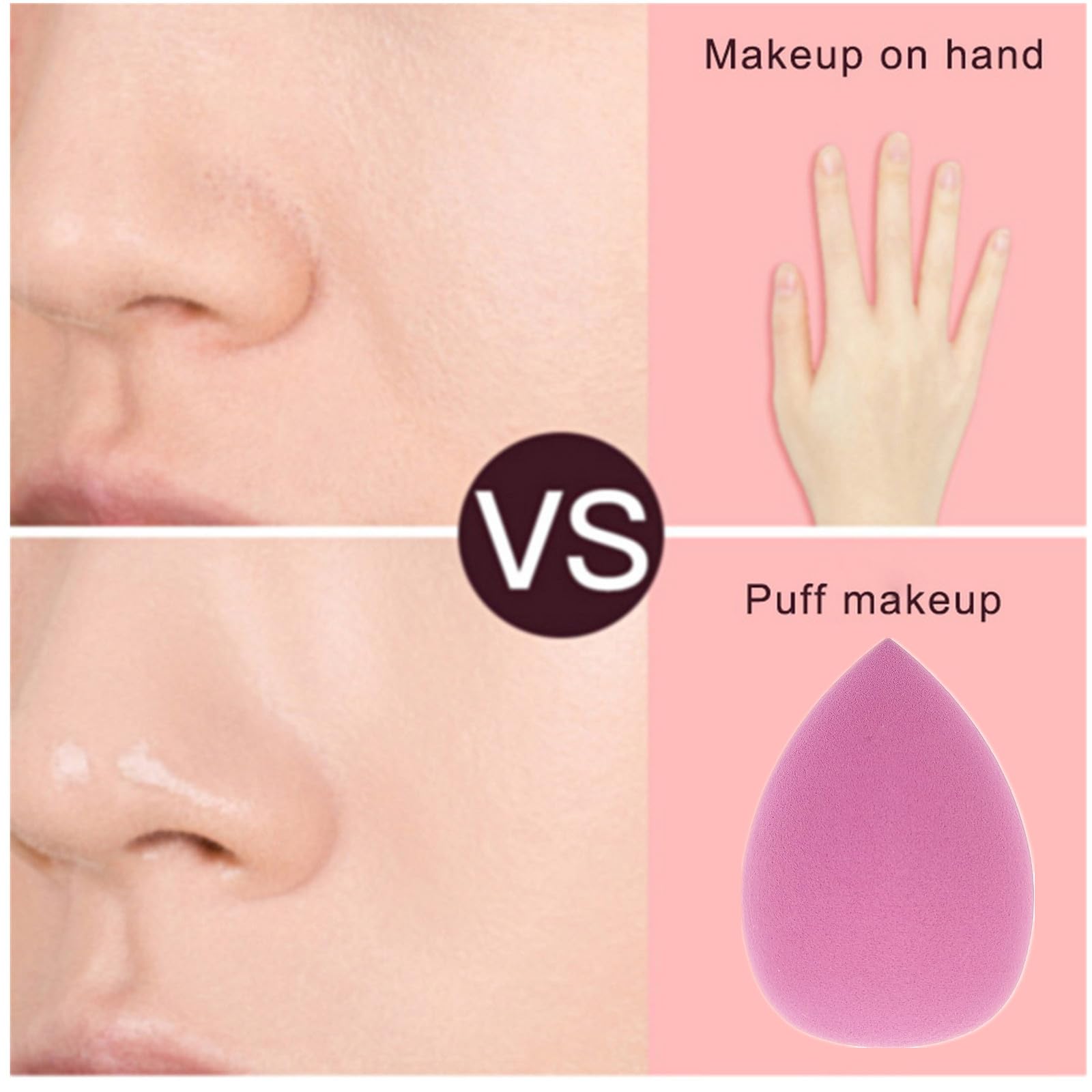 ZHIYE 8pcs Pink Makeup Sponge for Foundation & Concealer - Beauty Blending Tool