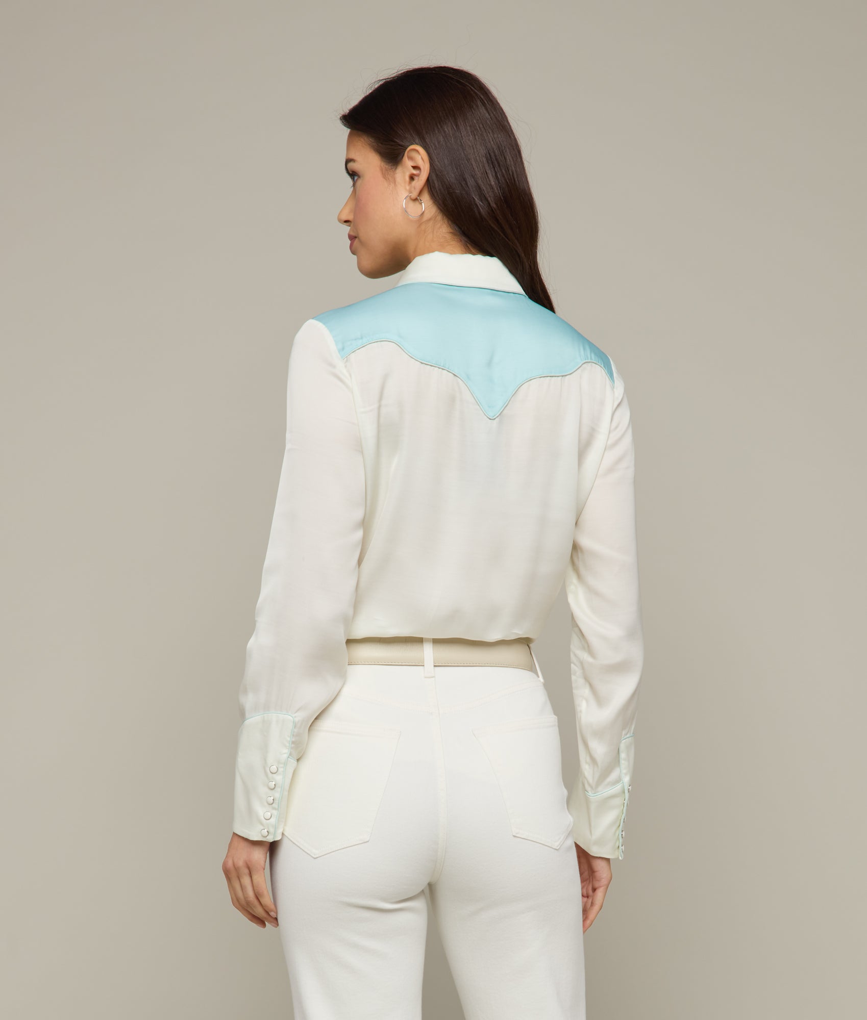 Eleonore Botanic Blouse - Cream & Pastel Blue Floral Print Women's Top | Perfect for Spring Outfits, Garden Parties & Casual Wear