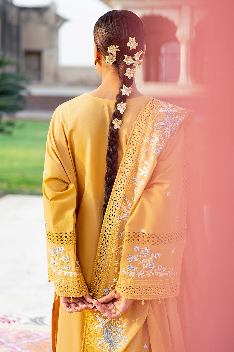 Mustard Mirage 3-Piece Embroidered Lawn Suit for Women - Elegant Pakistani Formal Wear for Weddings, Parties & Special Occasions