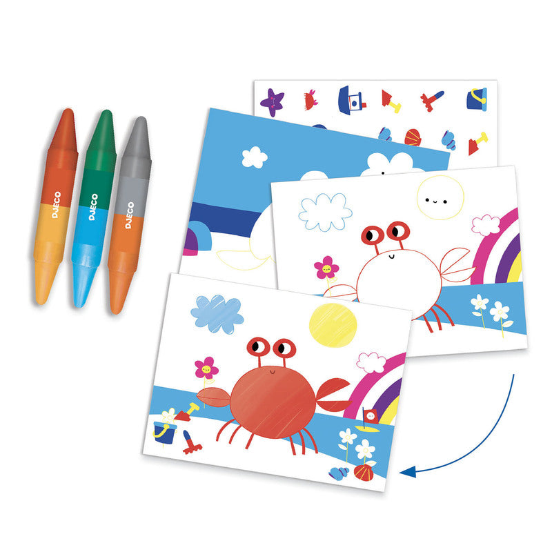 DJECO Seaside Delights Multi Craft Kit for Kids - DIY Beach Themed Art Projects, Creative Activities for Children - Perfect for Summer Crafts, Birthday Parties & Family Fun