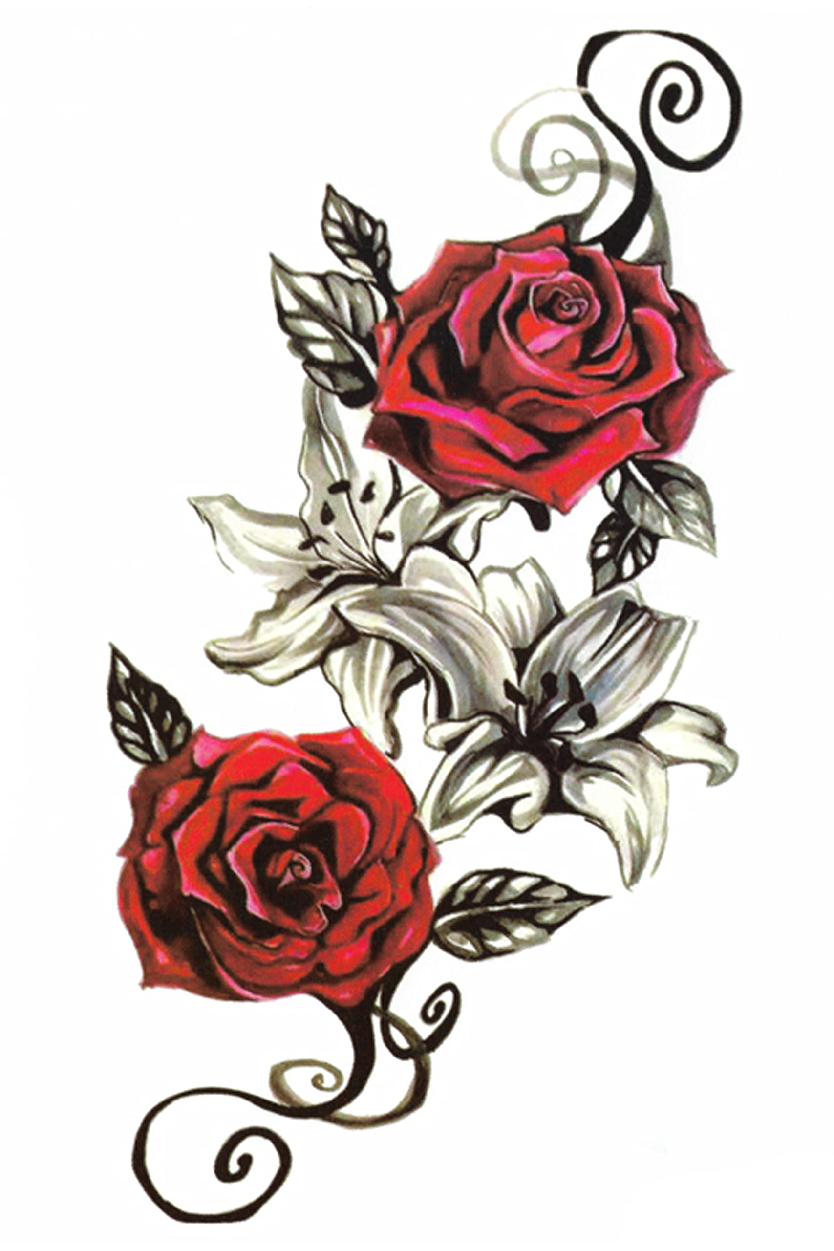 Waterproof Temporary Tattoo Stickers for Men, Women & Kids - 3D Realistic Flowers, Butterflies, Stars, Angels, Wolves & Armband Designs (21x15cm) | Perfect for Parties, Halloween, Cosplay & Body Art