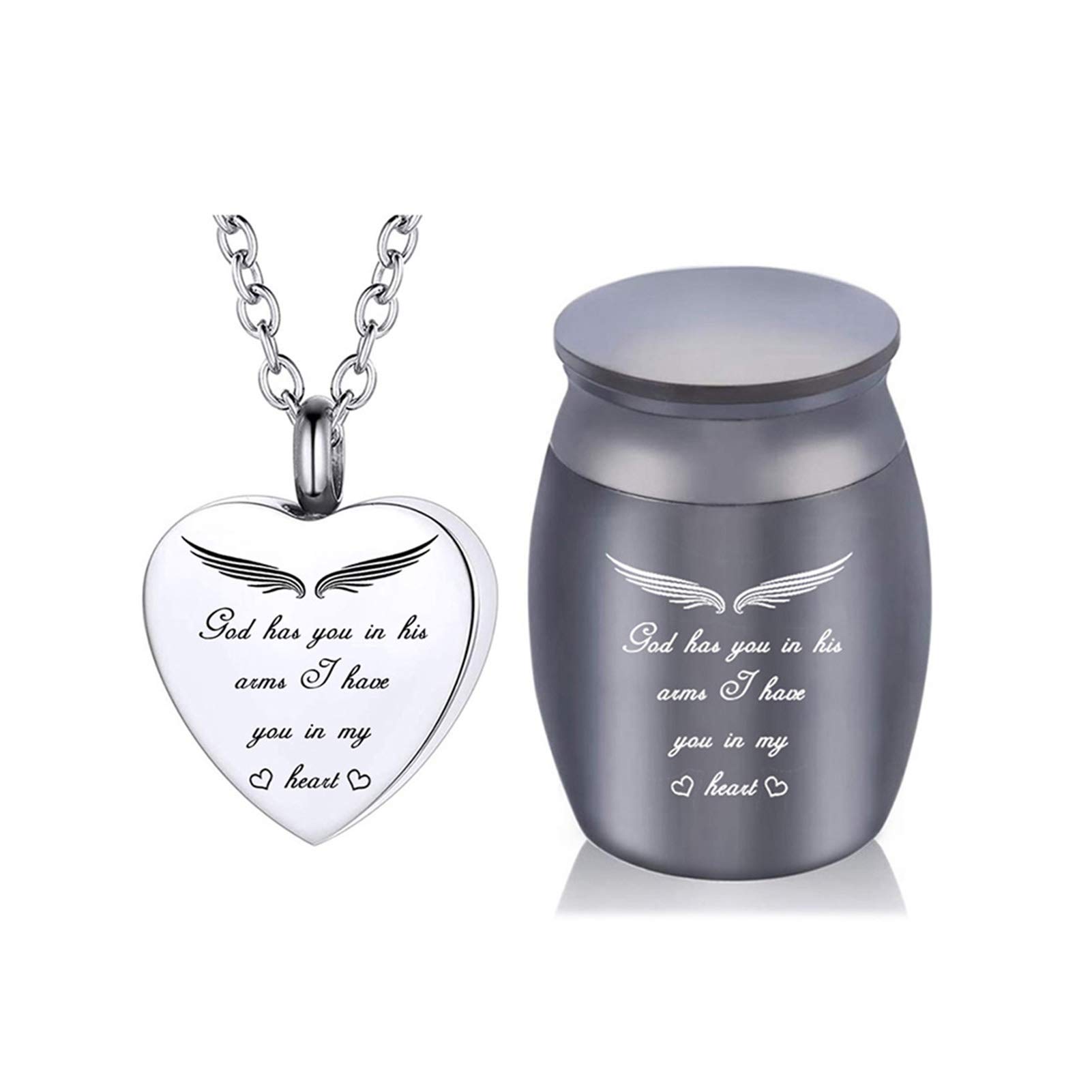 Small Keepsake Urn for Human & Pet Ashes - Angel Wing Mini Cremation Jewelry Memorial Ash Holder with Velvet Bag (Black 30X40MM) - Perfect for Travel, Home Memorials & Keeping Loved Ones Close