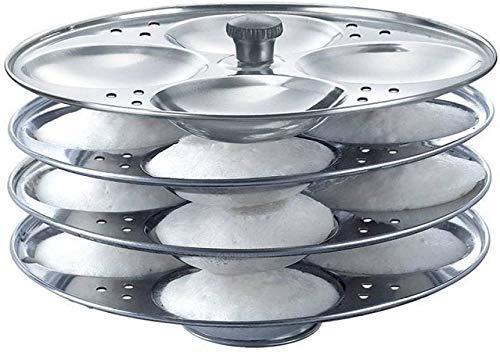 Khandekar Stainless Steel 4-Rack Idli Maker - Mini Idli Stand with Steamer Plates for 16 Idlis - Perfect for Indian Breakfast & Healthy Cooking at Home