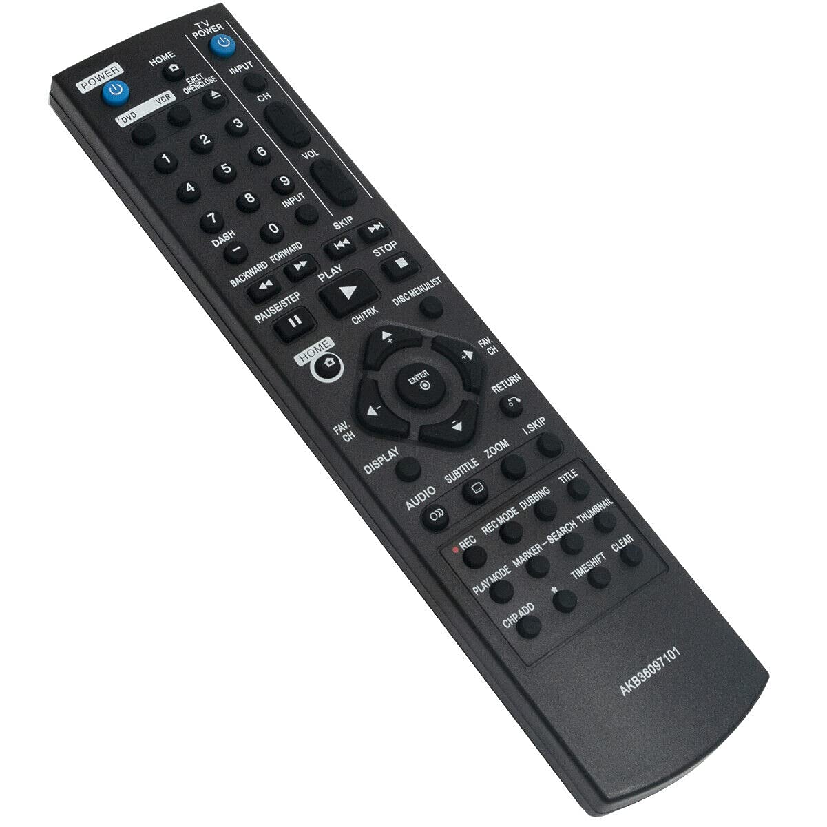 AKB36097101 Replacement Remote Control for LG DVD VCR Recorder - Compatible with RC897T, RC797T, RC389H, RC700N, RC397HM, RC397H, RC286H, RC286H-M, RC297H, RC297H-M, RC397H-M - Perfect for Home Entertainment Systems & Media Centers