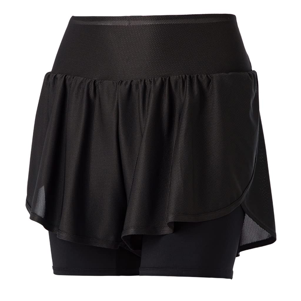 Women's High-Waist Fitness Pants - Double-Layer Breathable Running Shorts with Hakama Skirt for Yoga, Tennis & Workouts | Color A, Size L | Perfect for Gym, Jogging & Active Lifestyle