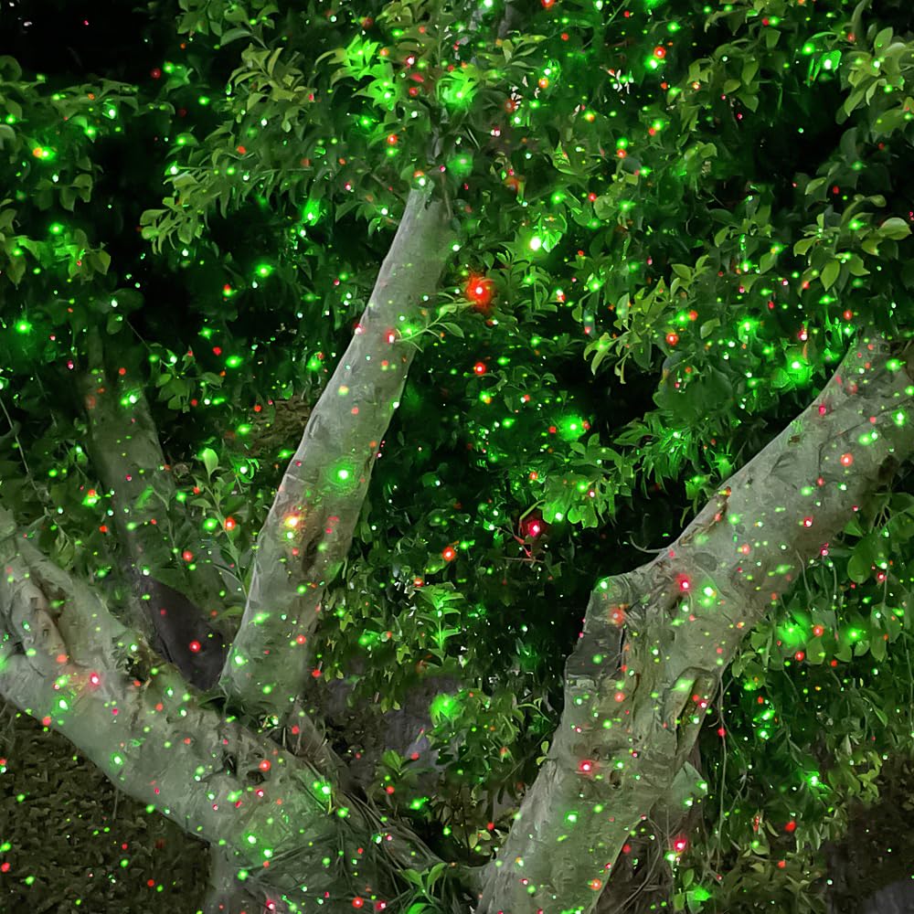 Outdoor Garden Laser Christmas Lights - Red & Green Moving Star Projector for Patio, Yard, and Holiday Decorations