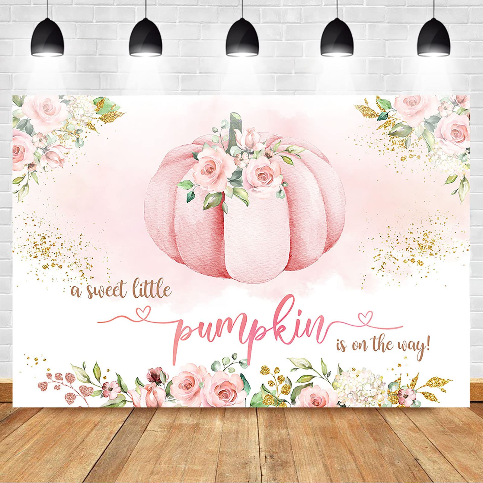 Pink Floral Pumpkin Baby Shower Backdrop - 10x8ft Autumn Photography Background for Girls' Fall Baby Shower Party Decor | Perfect for Nursery Photo Shoots, Gender Reveals & Seasonal Celebrations
