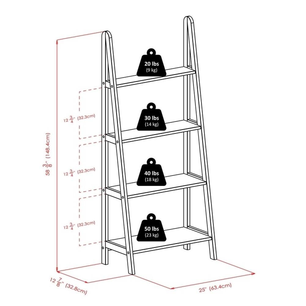 Pemberly Row 4-Tier A-Frame Solid Wood Bookshelf - Espresso Finish for Living Room, Office, or Library Storage