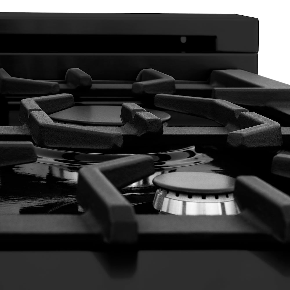 ZLINE 24 Inch 2.8 Cu. Ft. Dual Fuel Range - Black Stainless Steel Gas Cooktop with 4 Burners & Electric Convection Oven (RAB 24) | Perfect for Home Kitchens, Restaurants & Professional Chefs