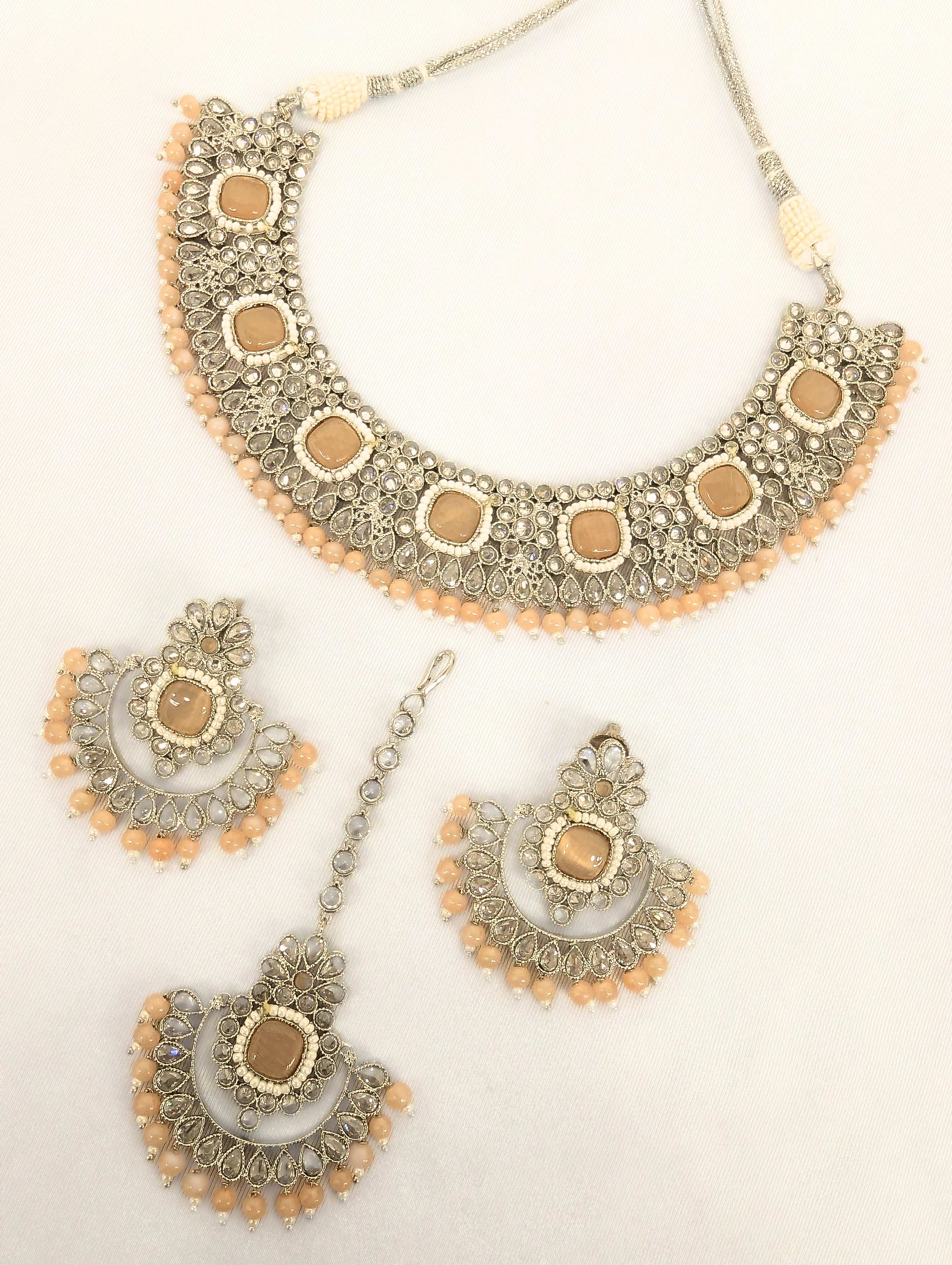 Yamini Polki Full Set Jewelry – Traditional Indian Kundan Necklace & Earrings Set for Weddings, Parties & Festive Occasions