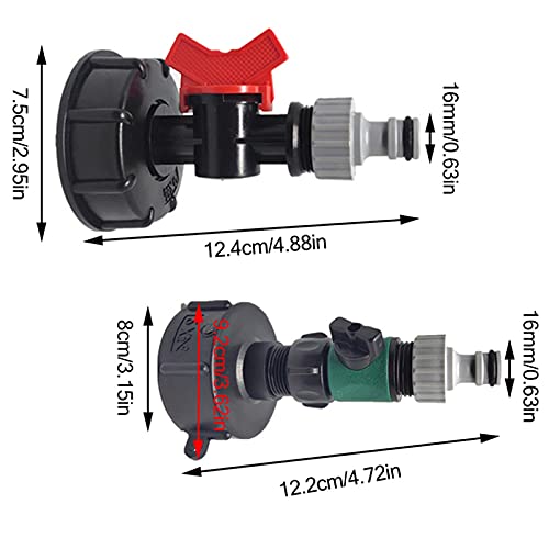 IBC Tote Tank Adapter Valve Fitting - Coarse Thread Drain Adapter for IBC Container to Garden Hose Quick Connect (Green) - Perfect for Water Transfer, Irrigation & Outdoor Gardening
