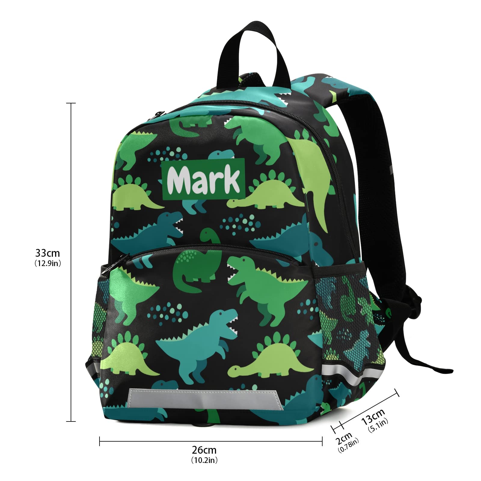 **Personalized Dinosaur Kids Backpack with Name - Adjustable Shoulder Straps for Boys & Girls - Cute Preschool & School Backpack for Daycare, Travel & Outdoor Adventures**