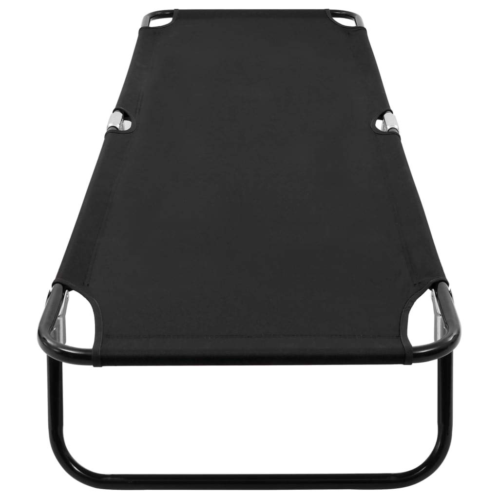 FAMIROSA Folding Sun Lounger Chair - Adjustable Reclining Beach Chair with Cup Holder, Black Steel Frame - Perfect for Poolside, Backyard, Patio & Outdoor Relaxation