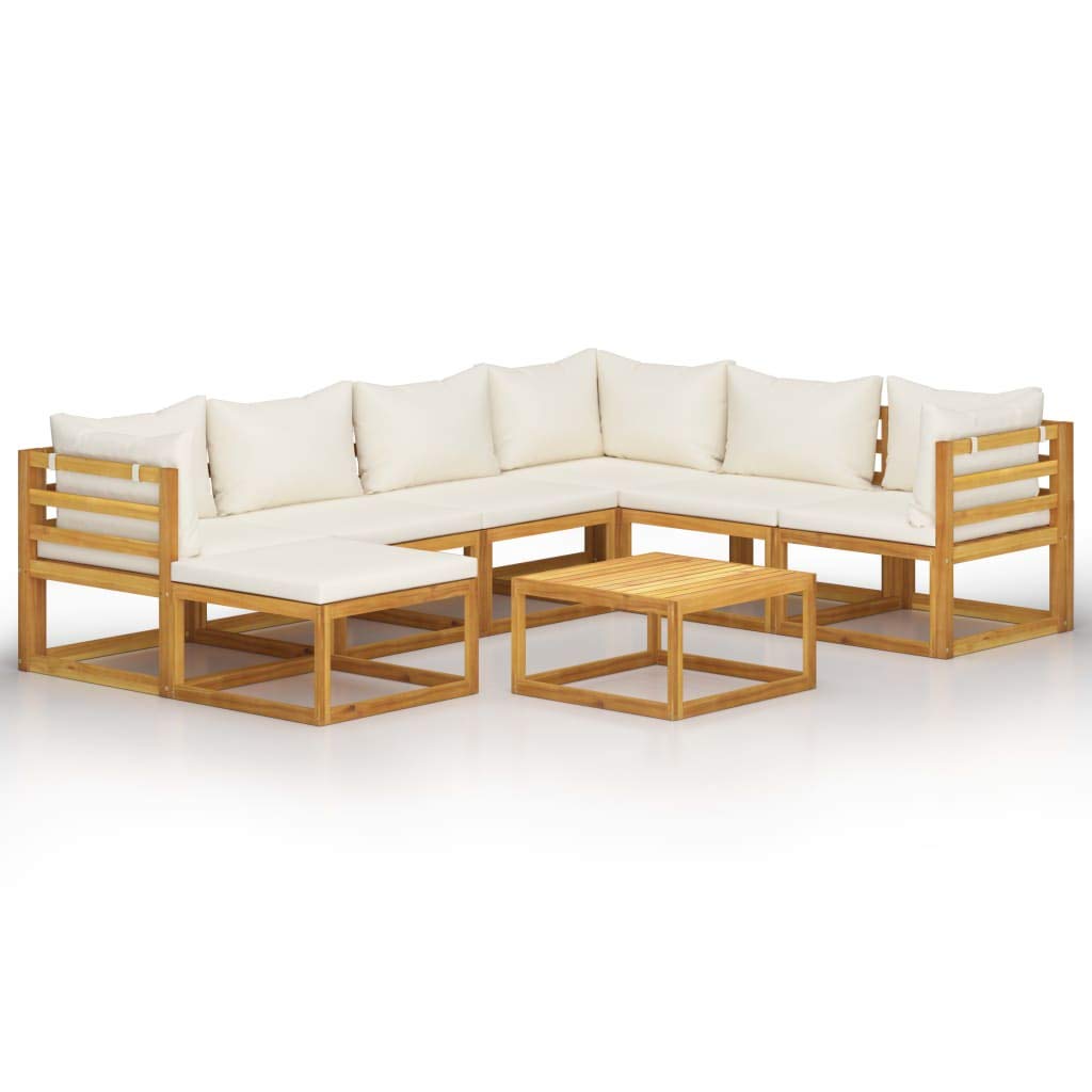 8-Piece VidaXL Patio Lounge Set - Outdoor Garden Furniture with Cushions & Coffee Table - Modern Acacia Wood Sectional Sofa - Perfect for Backyard, Poolside & Patio Relaxation