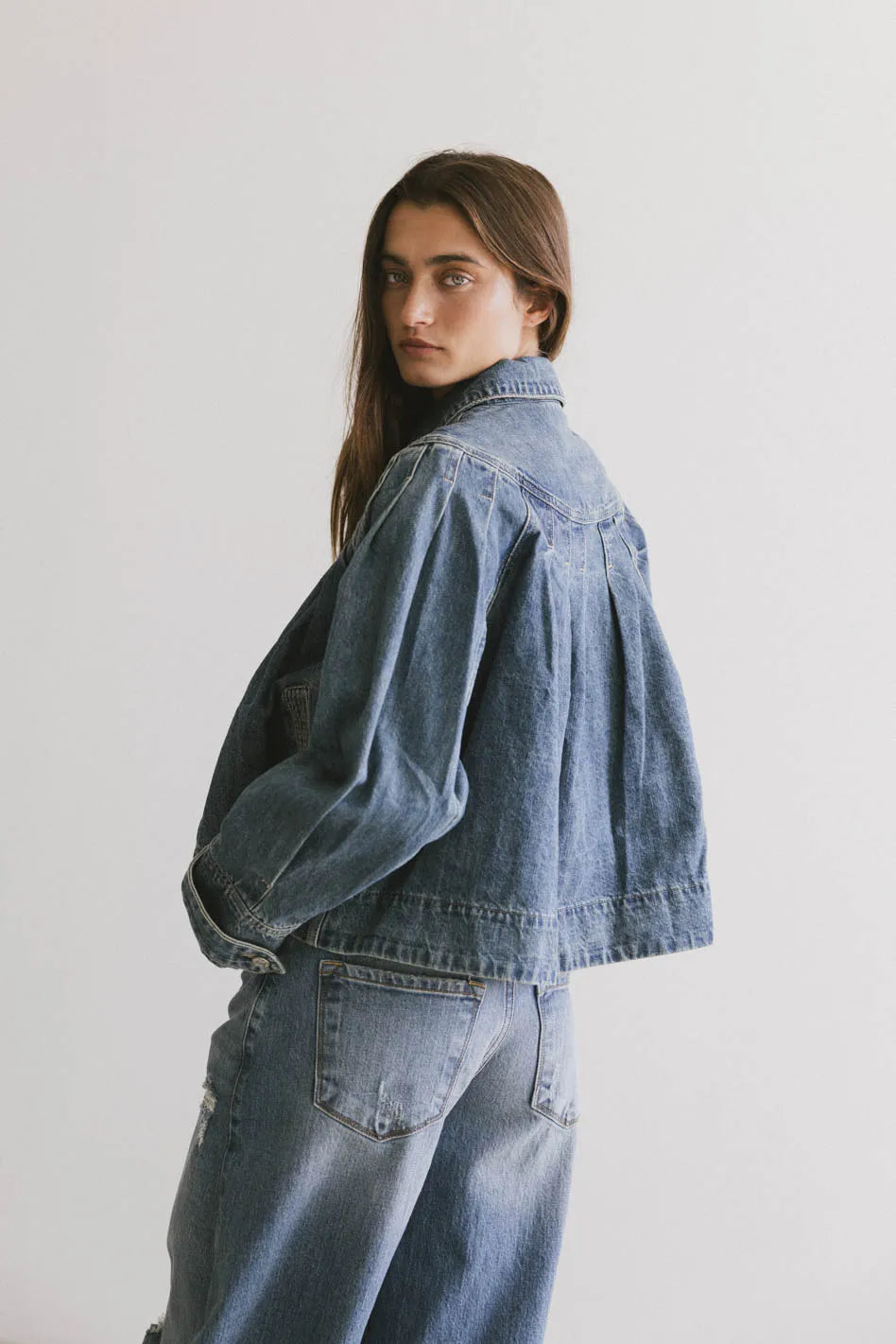 Lennon Denim Jacket for Women - Vintage Distressed Denim Jacket with Button Front & Chest Pockets - Perfect for Casual Outfits, Music Festivals & Streetwear Fashion