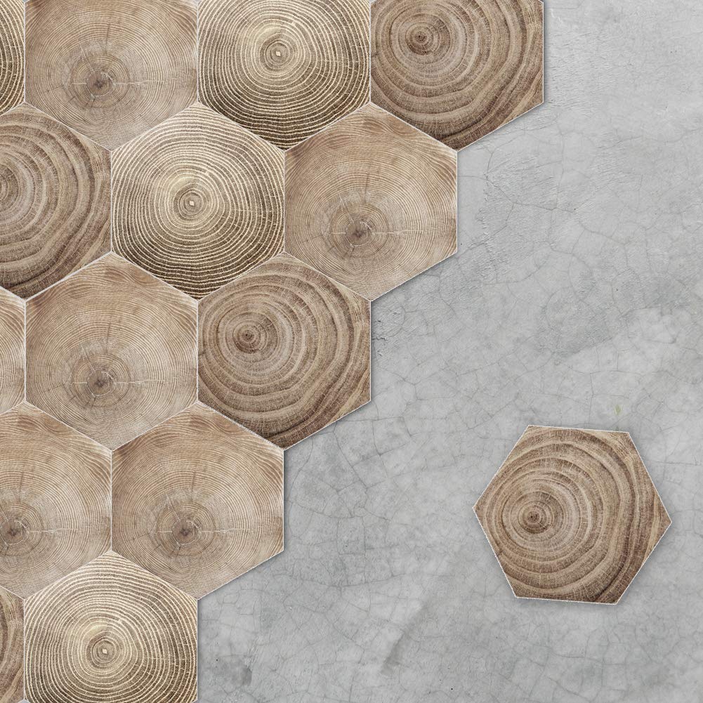 10 Pack Hexagon Non-Slip Vinyl Floor Stickers - Peel and Stick Self-Adhesive Wall Decals for Home Decor, Kitchen, Bathroom, Living Room (7.9x9.1 Inch, 109 Designs) - Perfect for DIY Home Improvement, Nursery, and Office Spaces
