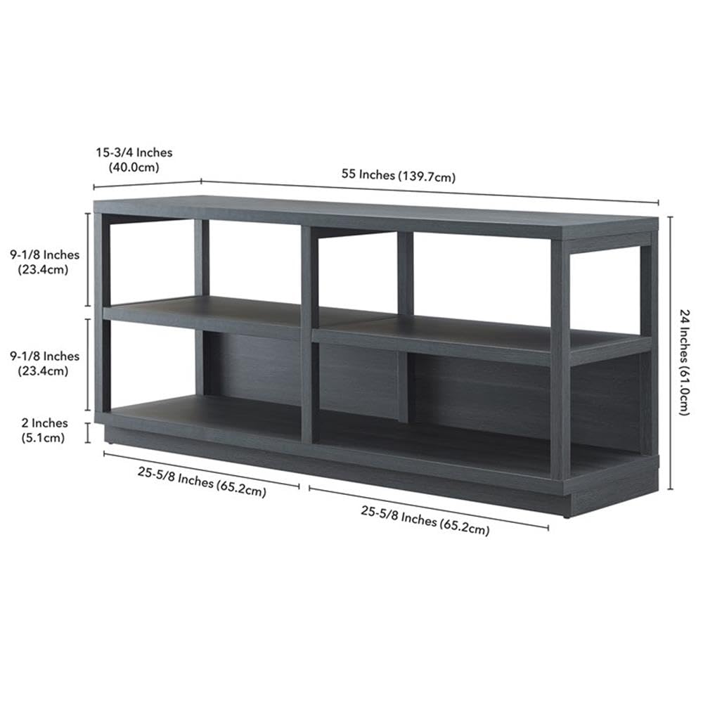 Thalia 60 Inch TV Stand - Modern Rectangular Entertainment Center with Storage Shelves for Living Room, Bedroom - Charcoal Gray Finish for Flat Screen TVs up to 60