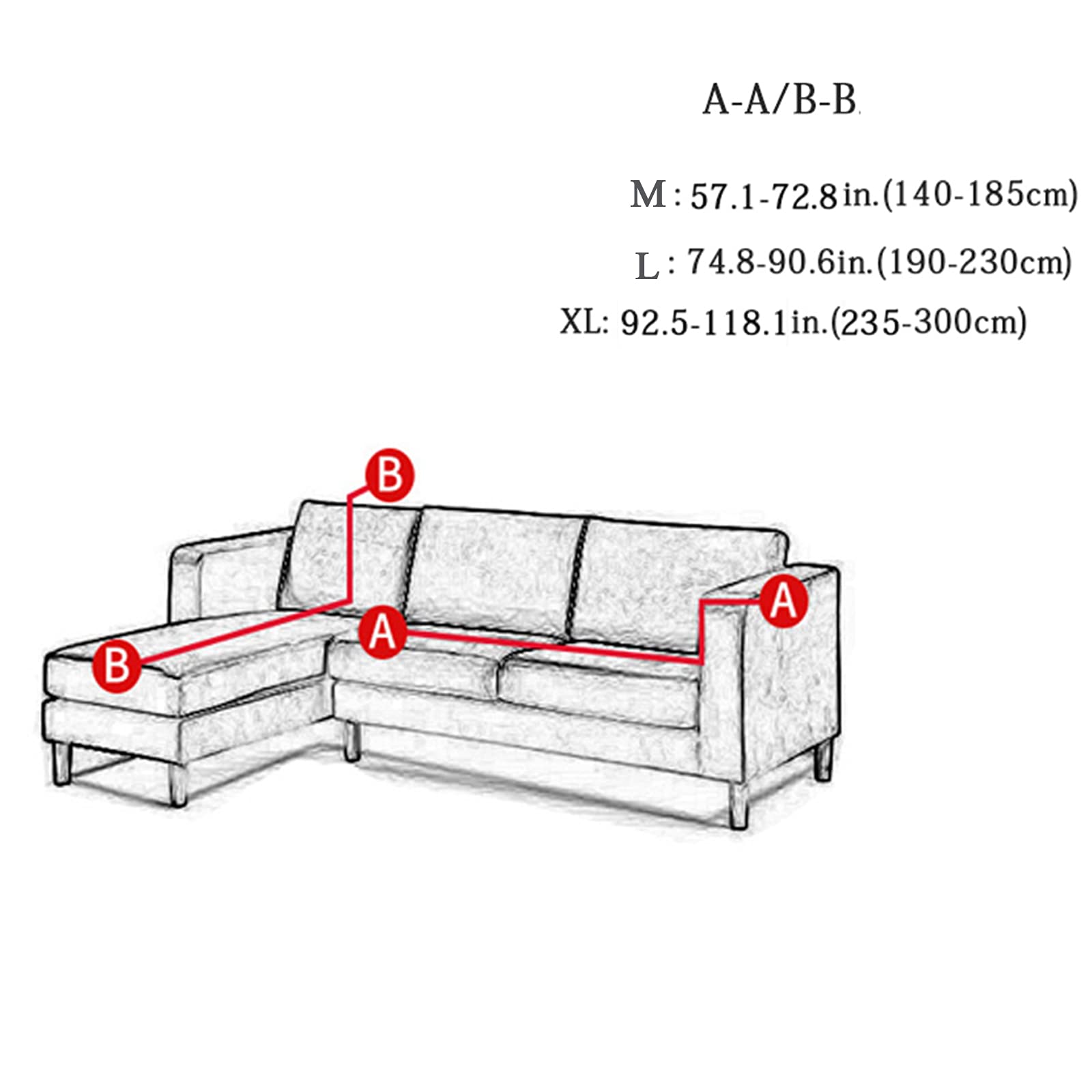Stretchable L-Shaped Sectional Sofa Cover for 2/3/4 Seat Couches - Anti-Slip Furniture Protector & Sofa Slipcover (Black, 3+4 Seat) - Perfect for Living Room, Family Room & Home Theater Comfort