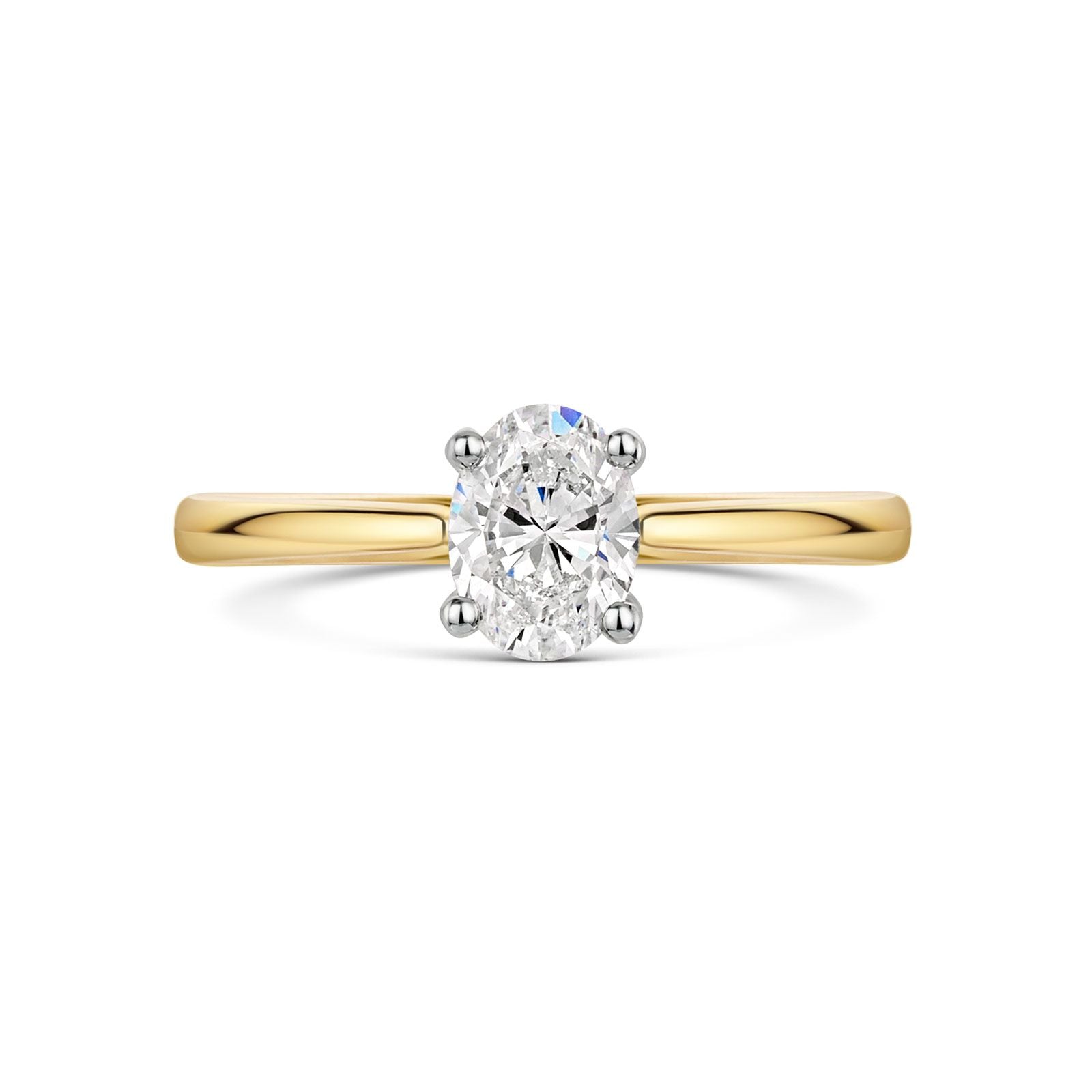 0.70ct Oval Cut Diamond Solitaire Ring in 18K Yellow Gold & Platinum - E/F Color, SI Clarity - Perfect for Engagement, Wedding & Anniversary Gifts