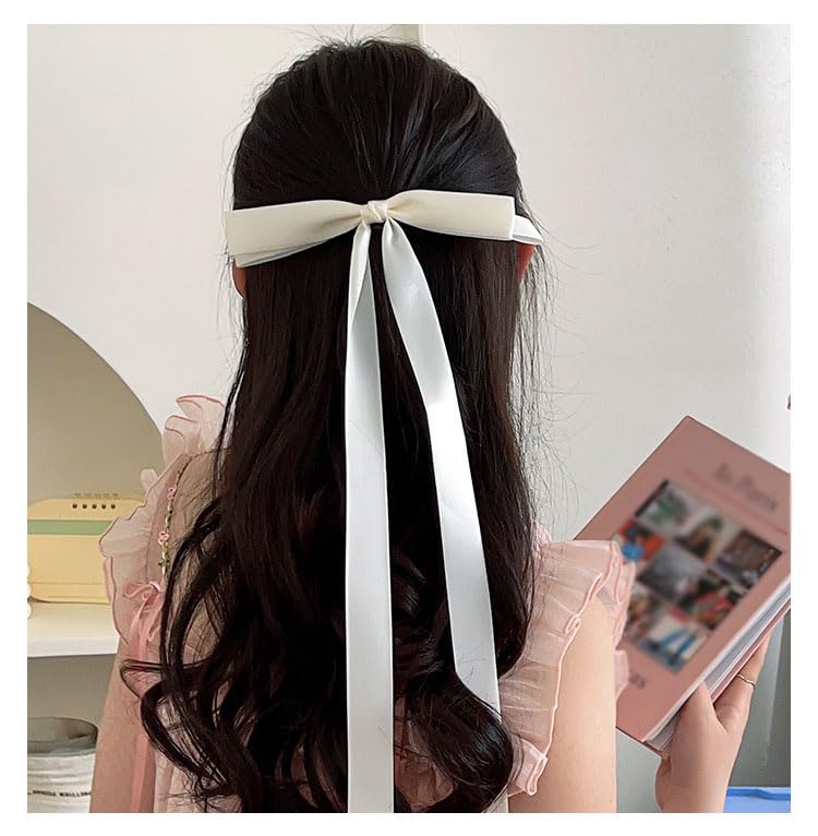 Elegant Hair Bow Clips for Girls & Women - Fashionable Tassel Ribbon Bows with Long Tail, Preppy Bowknot Claw Clips | Perfect Hair Accessories for Parties, Weddings & Daily Wear