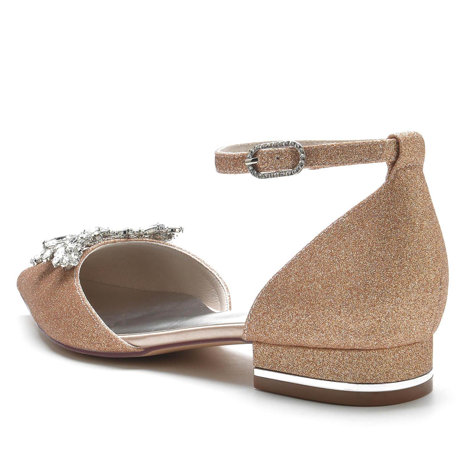 2.5cm Flat Heel Glitter Party Shoes for Women - Elegant Comfortable Evening & Wedding Pumps (CK0240) | Perfect for Prom, Bridal, and Special Occasions