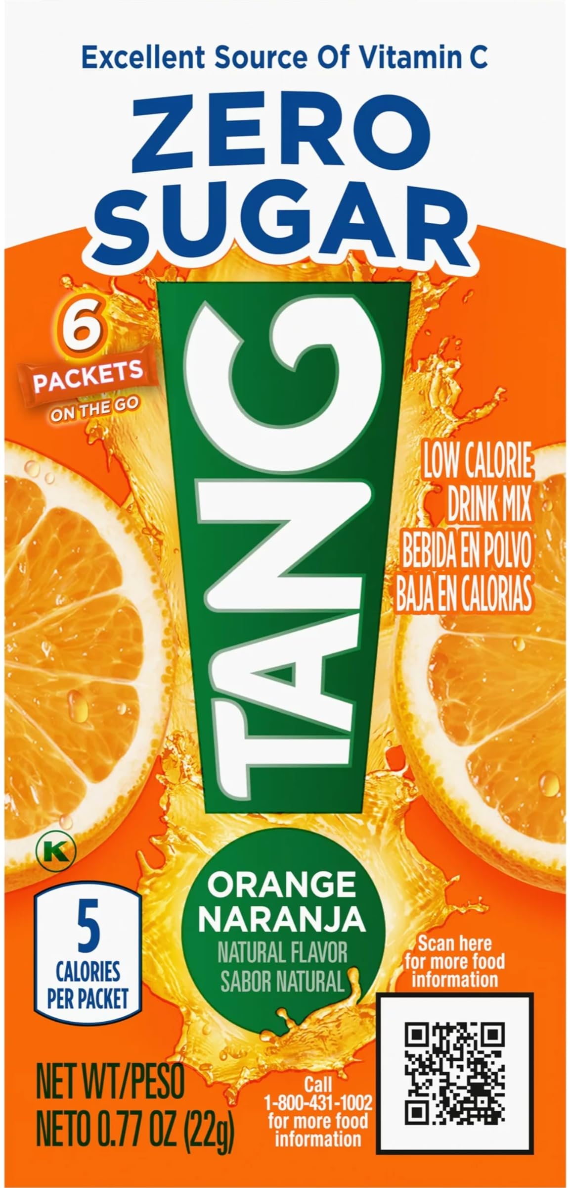 Tang On The Go Singles Drink Powder Mix - Orange Flavor, 6 Count Packets - Perfect for Travel, Camping & Quick Refreshment On The Move