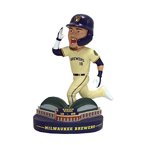 FOCO Keston Hiura Milwaukee Brewers Stadium Base Bobblehead Exclusive #720 - Perfect for Baseball Fans, Collectors & Home Decor