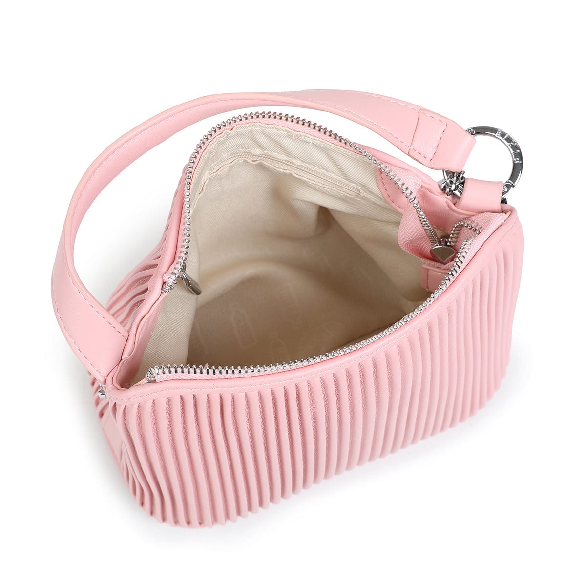 Ella Vegan Leather Crossbody Bag for Women - Light Pink Pleated Shoulder Purse | Fashion Handbag for Daily Use, Work, Travel and Date Night