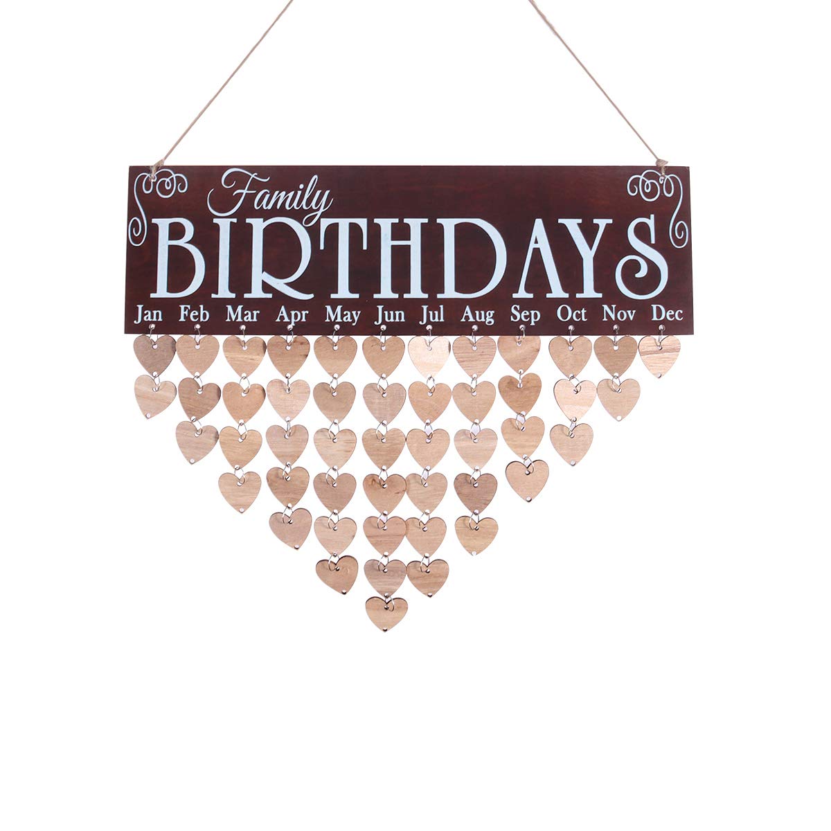 WINOMO Wooden Hanging Family Birthday Calendar Board - DIY Personalized Reminder Plaque for Home, Office & Gift Giving - Perfect for Birthdays, Anniversaries & Special Events Organization