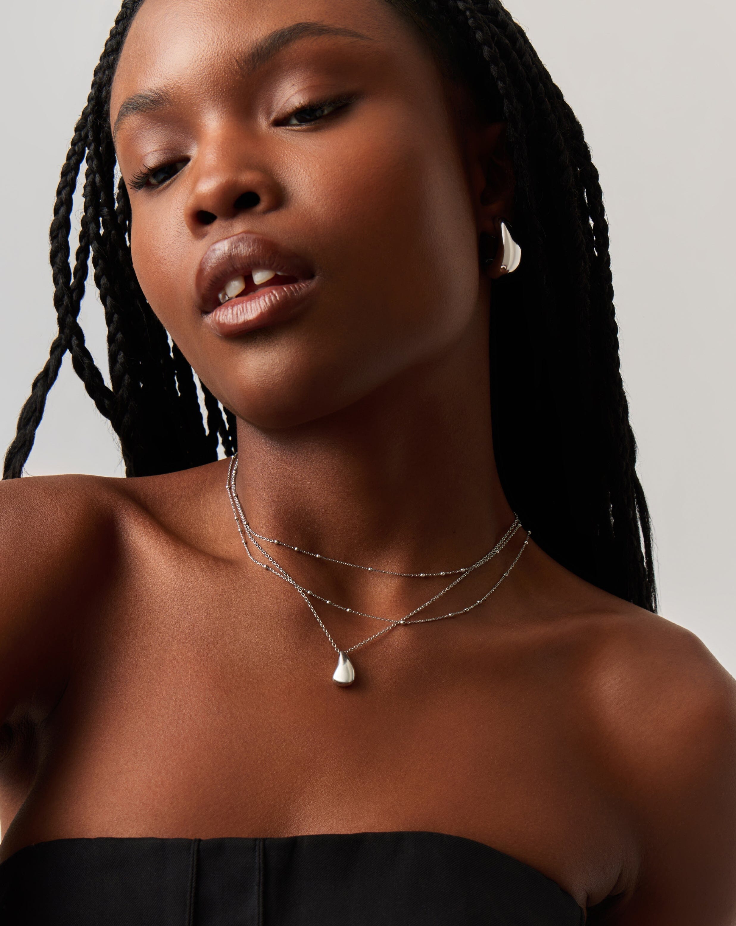 Savi Droplet Pendant & Double Necklace Set - Sterling Silver Jewelry for Women | Elegant Layered Necklace for Date Night, Wedding & Special Occasions