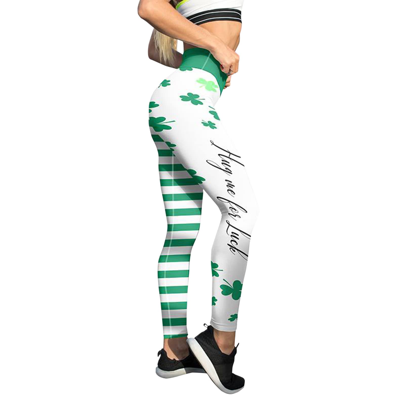 Kcocoo Women's St. Patrick's Day Leggings - Irish Shamrock Clover Yoga Pants with Tummy Control & High Waist | Perfect for St. Paddy's Day Parties, Workouts & Festive Outfits