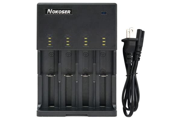 4 Slot Smart Battery Charger for LiFePO4 3.2V, Li-Ion 3.7V, NiCd & NiMH - Fast Charging with LCD Display - Perfect for Flashlights, RC Toys, and Electronic Devices