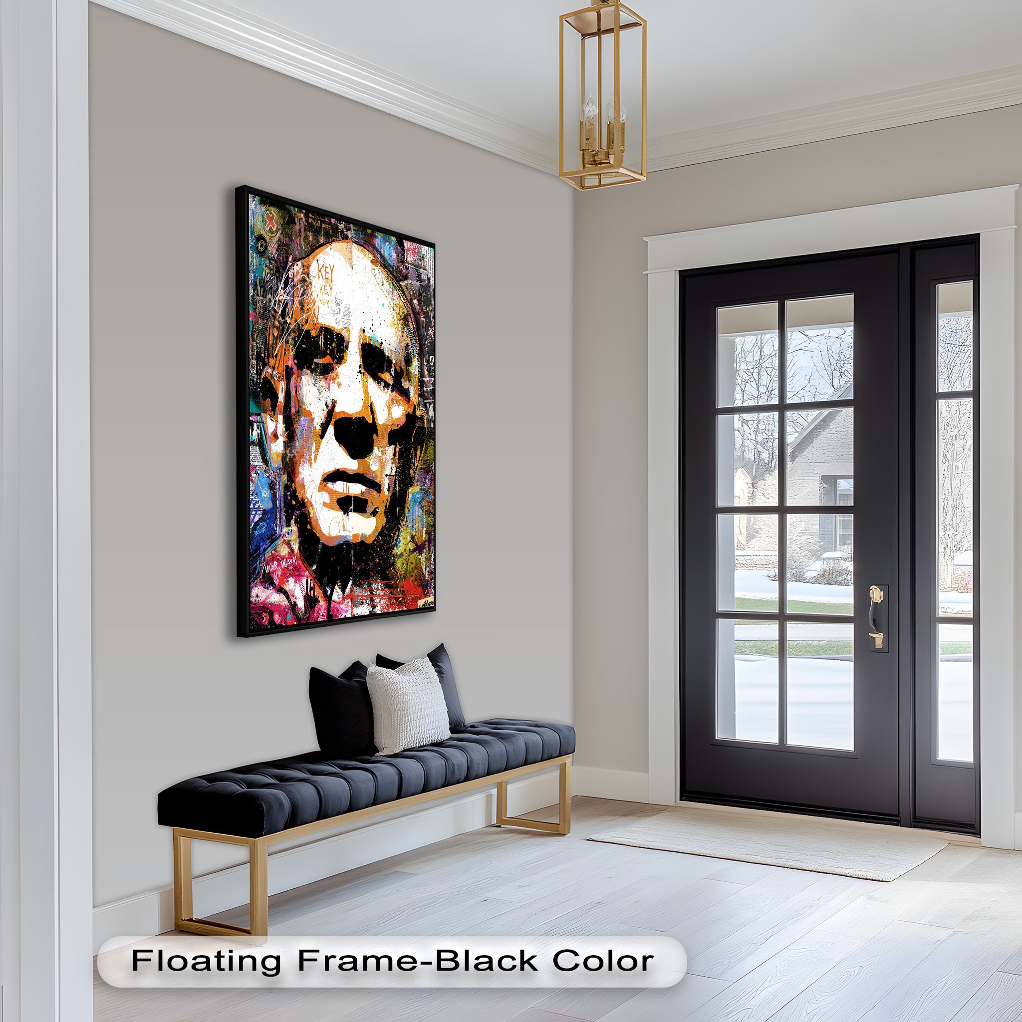 Abstract Urban Face Portrait Wall Art - Modern Pop Art Oil Painting for Living Room, Bedroom & Office Decor