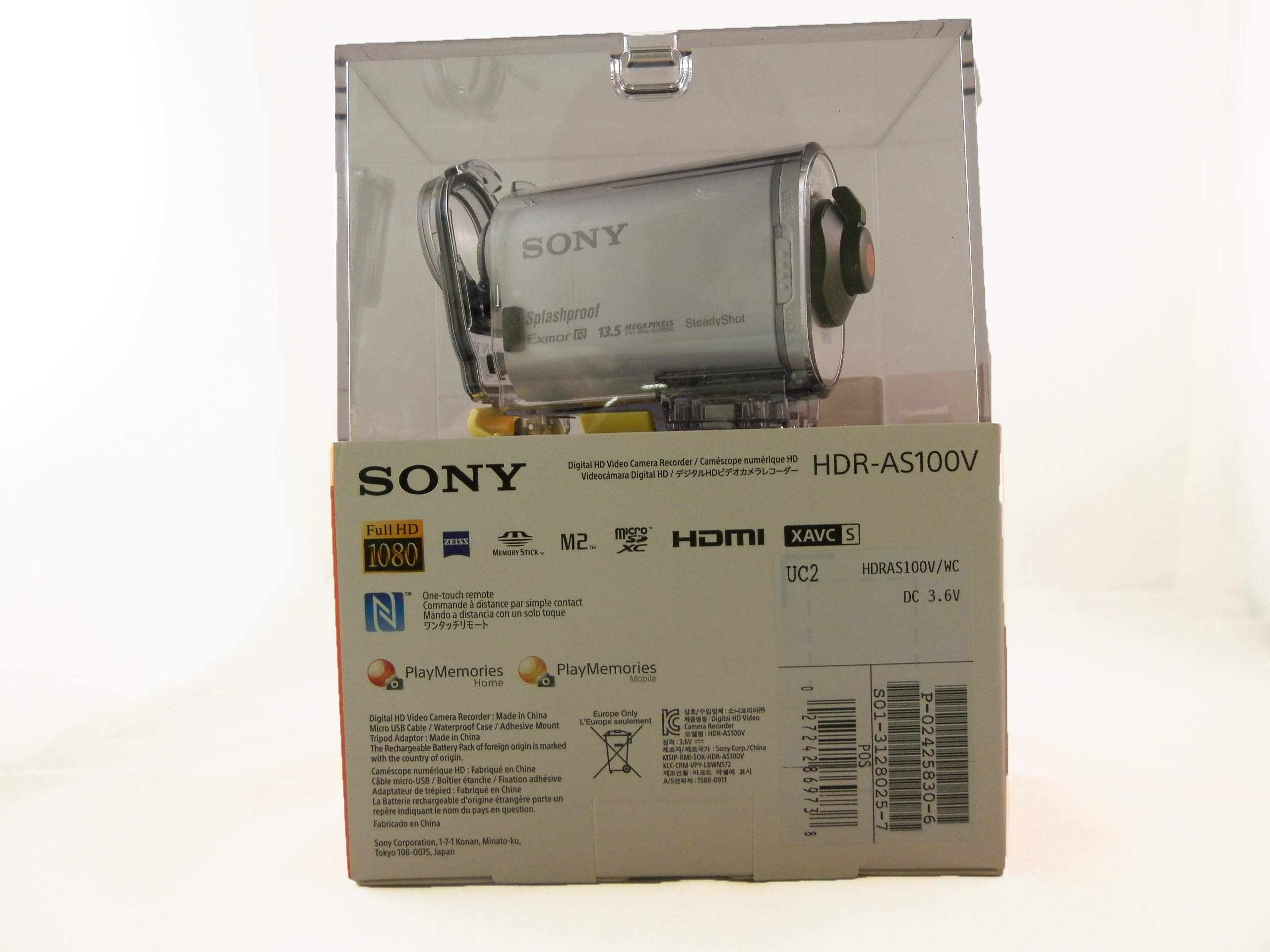 Sony HDR-AS100V/W 4K Action Camera with Waterproof Case - White | Wearable Sports Video Recorder for Surfing, Cycling & Outdoor Adventures