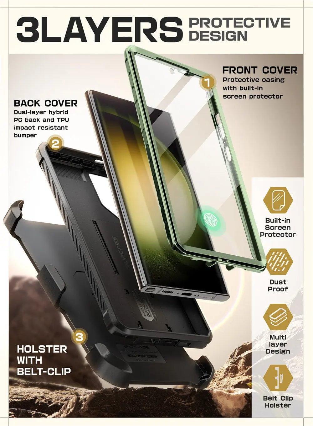 Samsung Galaxy S24 Ultra Case - Supcase UB Pro Full Body Dual Layer Protective Cover with Kickstand | Shockproof & Drop Protection for Everyday Use & Outdoor Activities