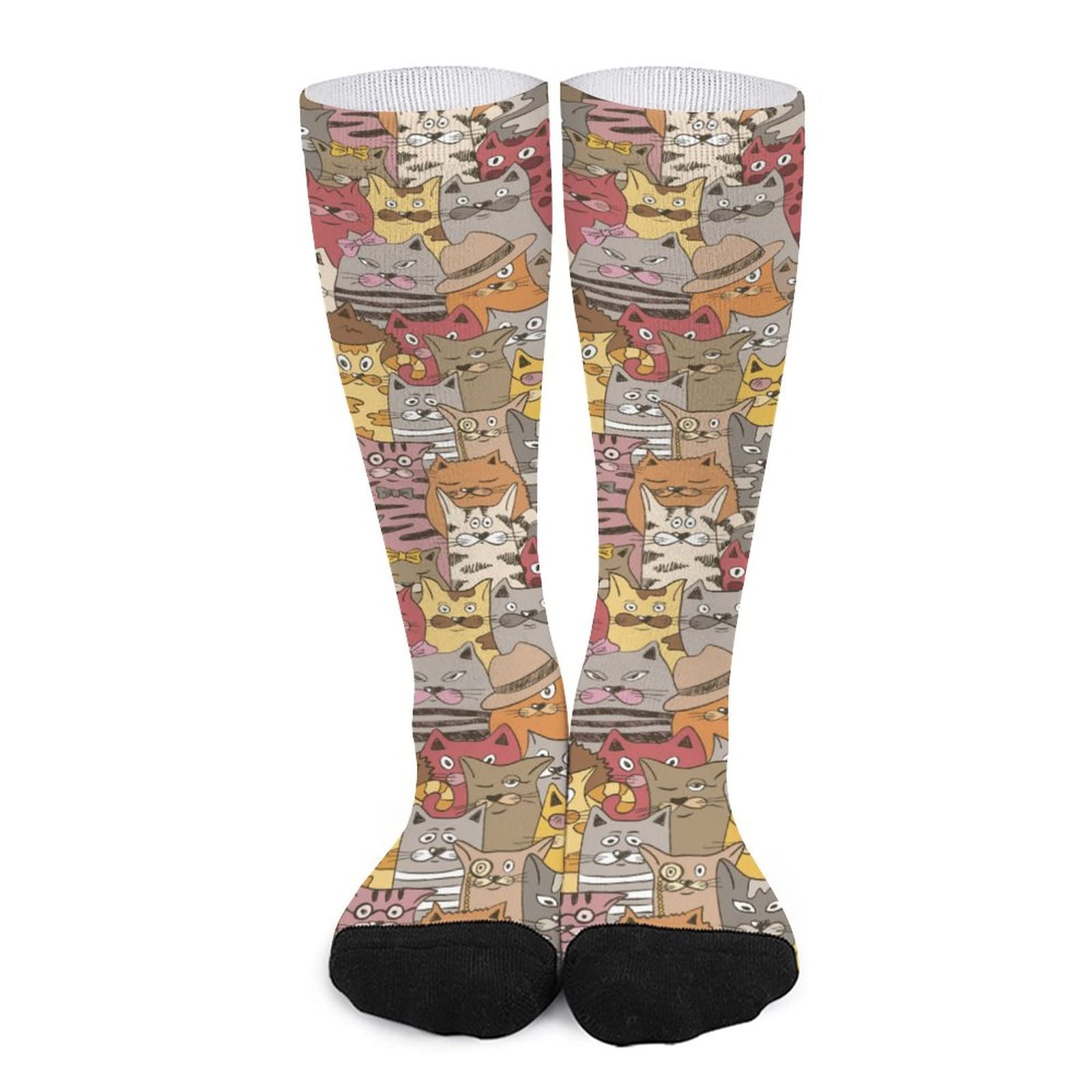 Funny Cat Crew Socks - Colorful Novelty Crazy Print Socks for Women & Men (Unisex) - Perfect for Gifts, Cosplay & Everyday Wear