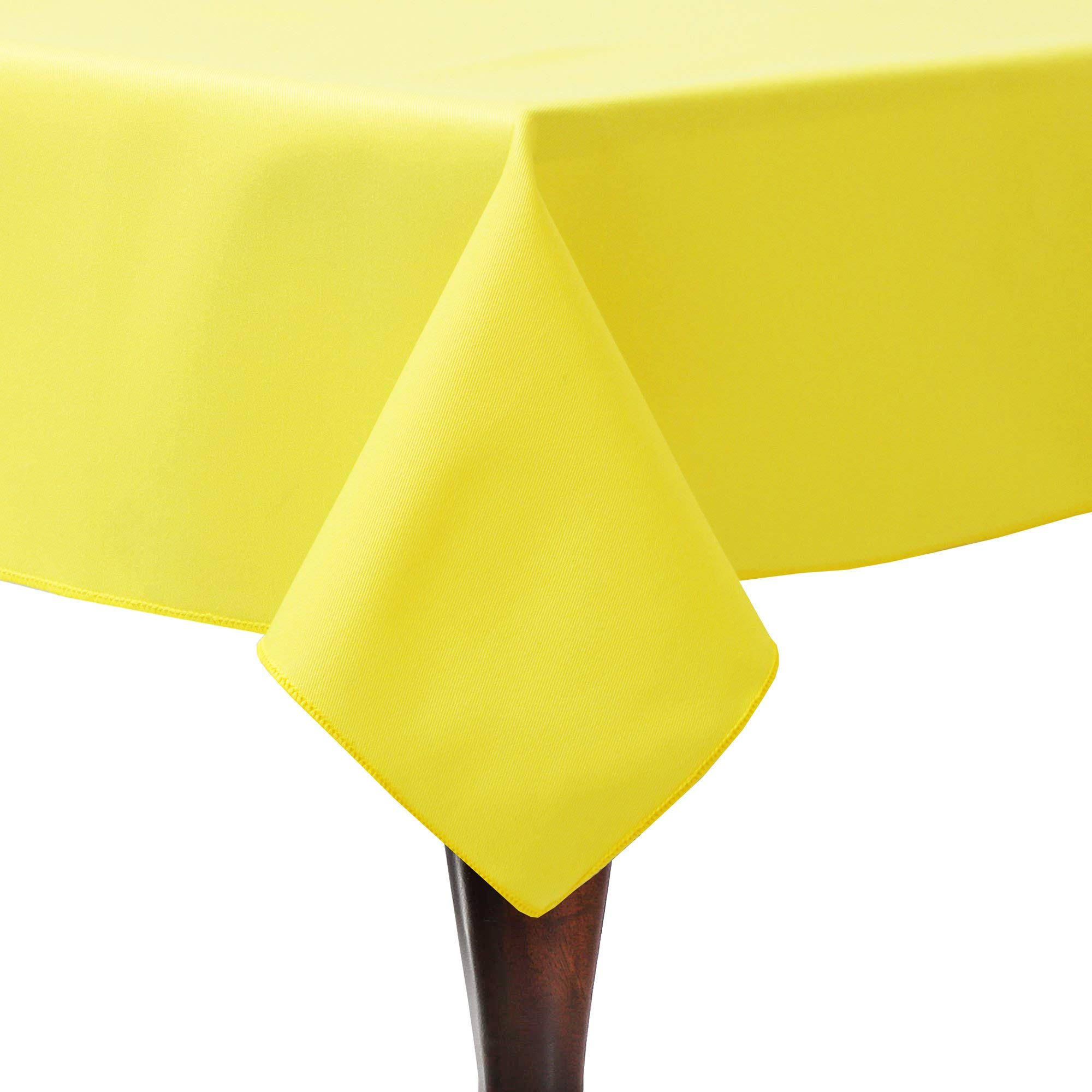 10 Pack Poly-Cotton Twill Tablecloth 45x45 Inch Square - Premium Lemon Yellow Fabric for Dining, Parties & Home Decor
