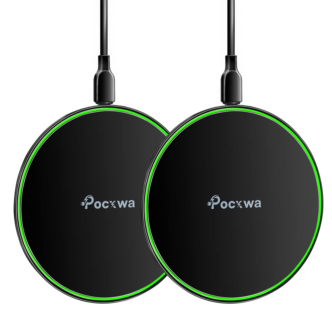 Fast Wireless Charger for Samsung Galaxy S24 Ultra/S24+/S23/S23+/S22/S22+/S21 FE/S21+/S20 5G/S20+/S10/S9/S8/Note 20/10/9/8 & iPhone 15 Pro Max/14 Plus/13 Mini/12/11/X/XR/XS - 2-Pack Qi-Certified Charging Pad for Home, Office, and Car Use