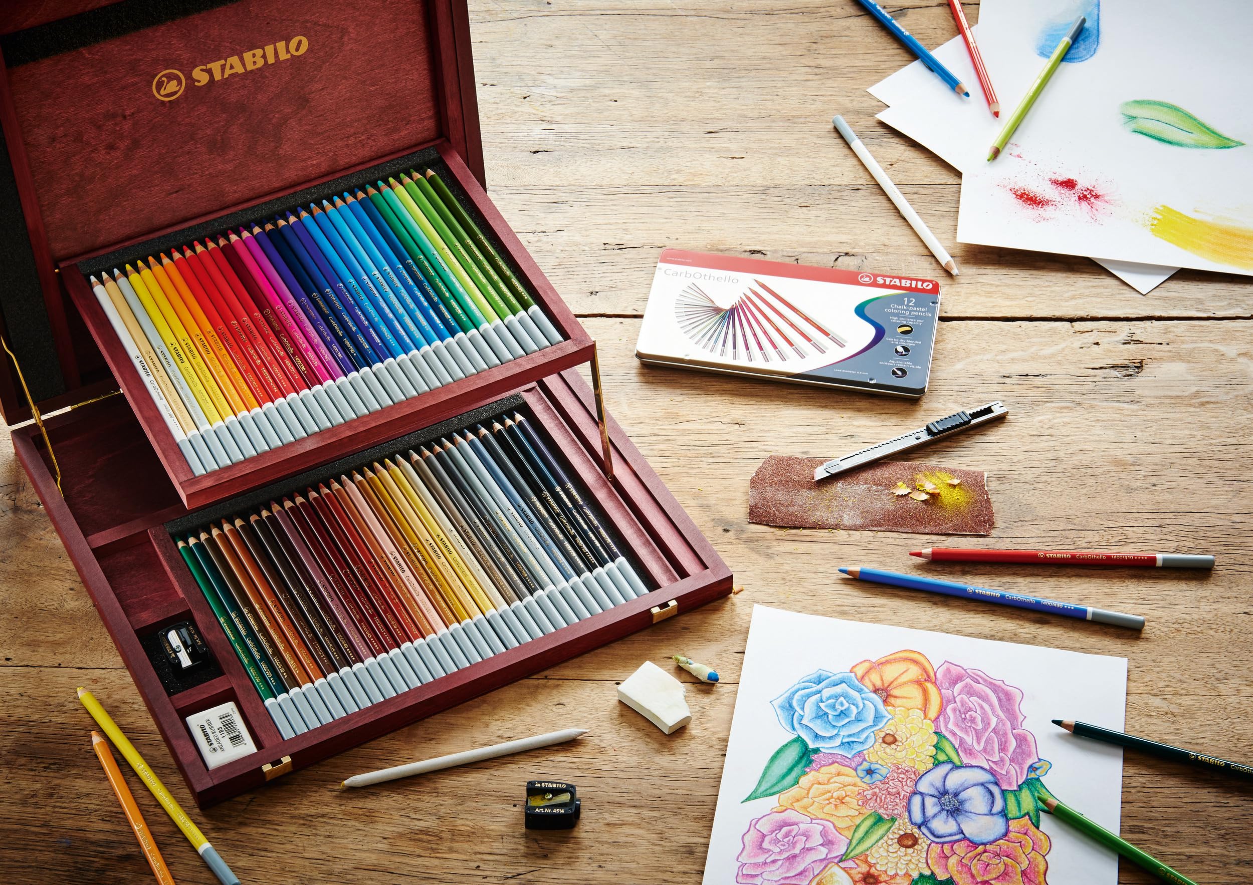 STABILO CarbOthello Pastel Chalk Pencils 12 Pack - Soft Reddish Shades for Artists, Sketching & Coloring | Perfect for Drawing, Blending & Mixed Media Art Projects