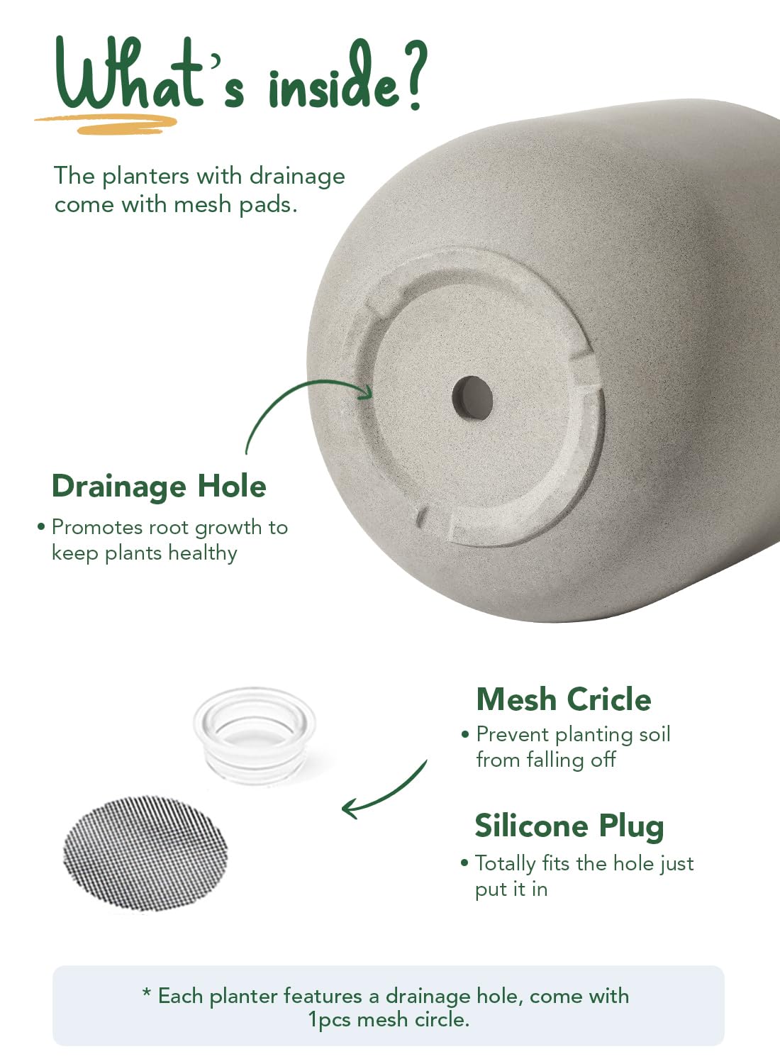LE TAUCI 12 Inch Ceramic Plant Pots with Drainage Hole - Large Indoor Planters for Home, Garden, Office & Patio - Neutral Gray Planter with Rubber Plug - Perfect for Houseplants, Succulents & Home Decor