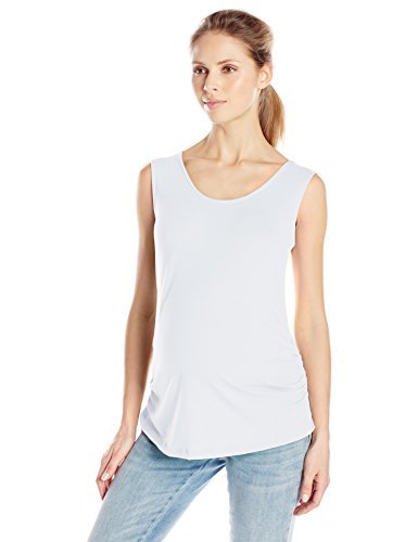 Three Seasons Maternity Women's Twist Back Solid Side Ruched Top - Comfortable Pregnancy Shirt for Work, Casual & Nursing