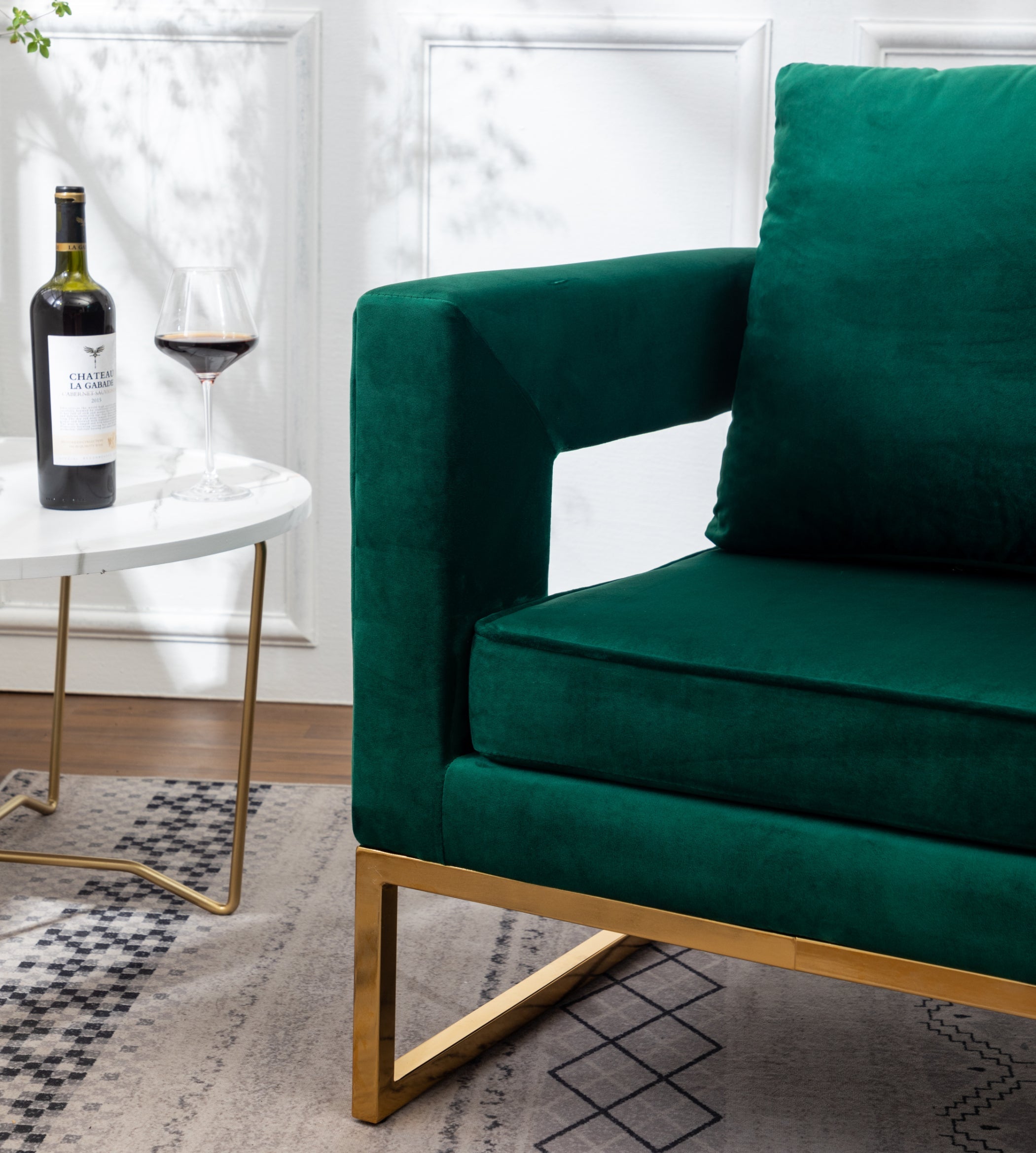 Roundhill Furniture Lenola Modern Upholstered Accent Arm Chair - Green Velvet Lounge Chair for Living Room, Bedroom & Office Decor