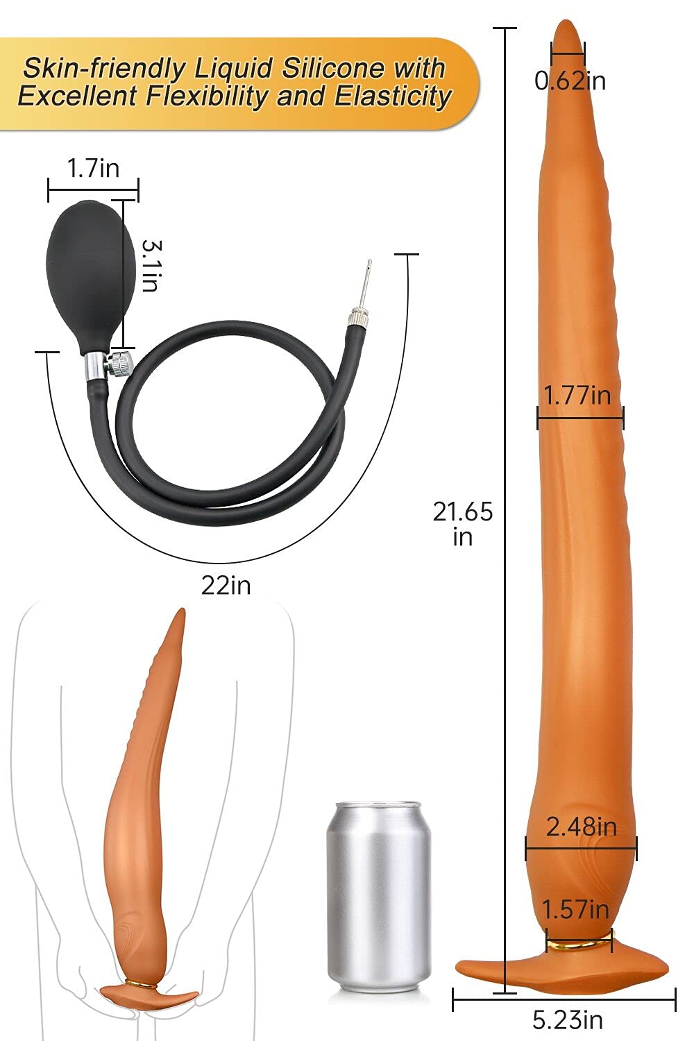 Premium Inflatable Butt Plug - Soft Liquid Silicone Anal Trainer Kit with Detachable Needle for Beginners & Advanced | Stretching, Pleasure & Training | Perfect for Couples Play & Solo Exploration