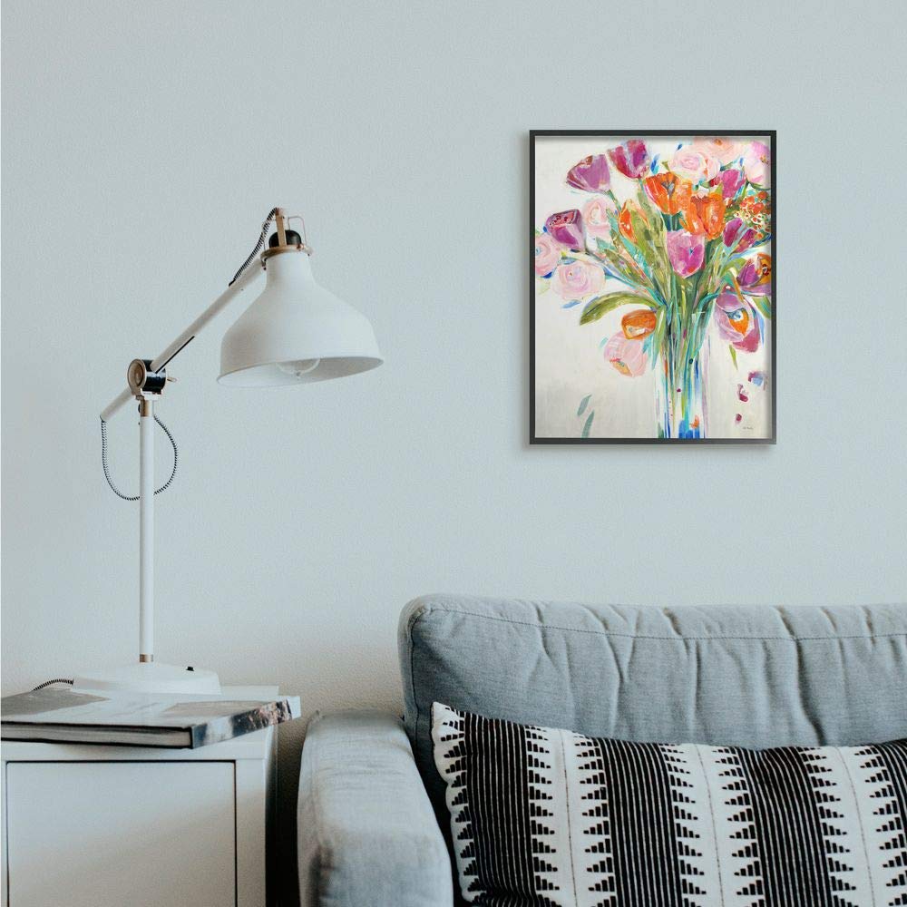 Stupell Industries Rose and Tulip Bouquet Canvas Wall Art - Spring Floral Home Decor for Living Room, Bedroom & Office