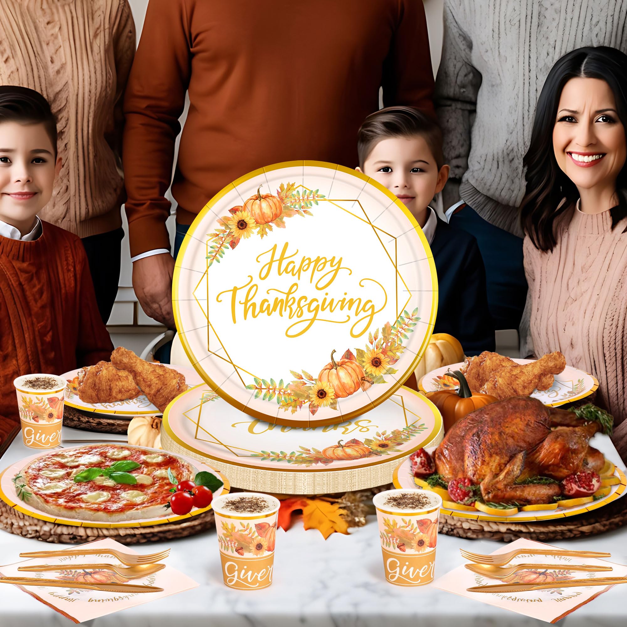169PCS Thanksgiving Paper Plates & Napkins Set - Fall Harvest Dinner Party Supplies for Friendsgiving, Autumn Decorations | Perfect for Thanksgiving Feast, Holiday Gatherings & Seasonal Home Decor