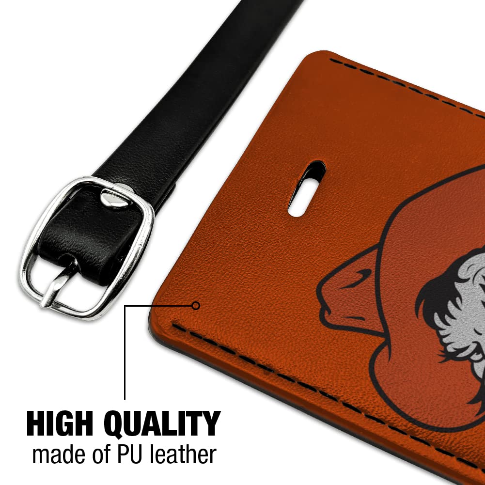 Oklahoma State Cowboys Logo Leather Luggage Tag - Personalized ID Card Holder for Travel Bags, Suitcases & Backpacks | Durable Rectangle Name Badge for Business Trips, Vacations & Campus Life