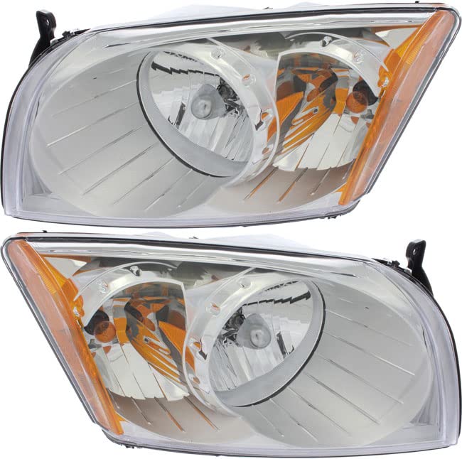 Dodge Caliber Headlight Assembly Replacement for 2007-2010 Models - Driver & Passenger Side Headlamp - Perfect for Night Driving & Foggy Conditions