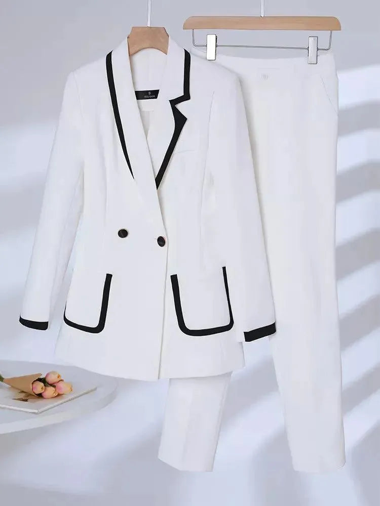 Elegant Women's Double Breasted Pant Suit - Professional Formal Blazer & Pants Set for Office, Business Meetings & Special Occasions